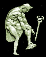 On Greek coins Hermes is often shown wearing a chlamys, resting his foot on a rock while fastening a sandal.