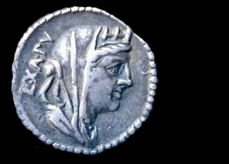 Left AR denarius 102 BC, C. Fabius Hadrianus