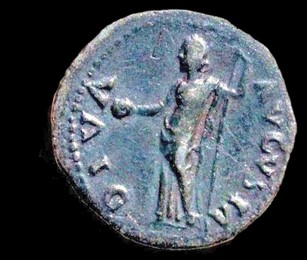 AR denarius, Galba AD 68 - 69, reverse showing Livia holding patera and sceptre.