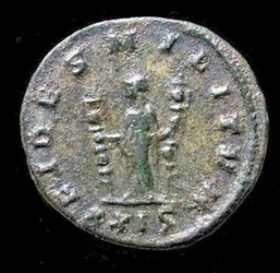 Antoninianus of TacitusAD 275, Fides standing, holding two standards