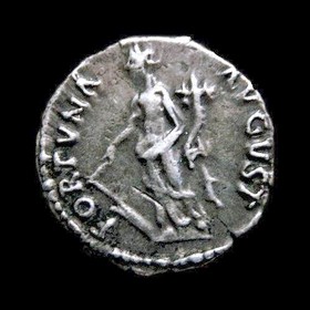 AR denarius, Nerva AD 96 - 98, Fortune standing, holding an anchor and cornucopia, FORTVNA AVGVST