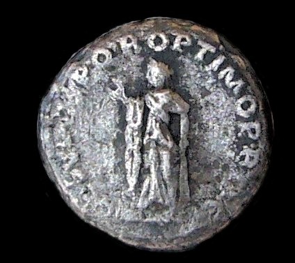 AR denarius of Trajan, reverse - Spes advancing, holding flower, lifting skirt, COS. V PP. SPQR OPTIMO PRINC.