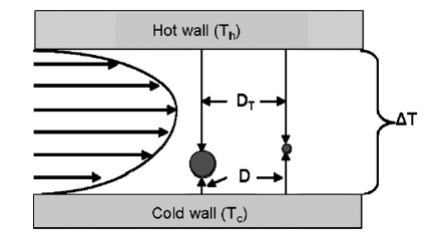 Schematic illustration of a thermal FFF channel and separation