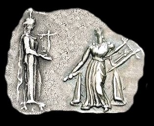 Apollo Citharoedus, wearing long drapery, holding plectrum and lyre.