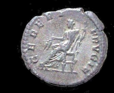 AR denarius of Julia Domna, reverse Ceres seated, holding corn-ears and torch.